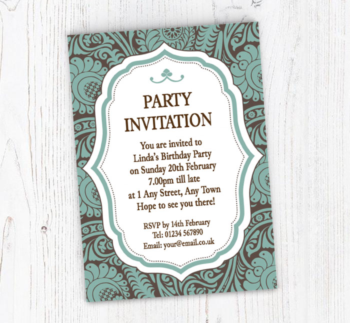 brown and green vintage invitations