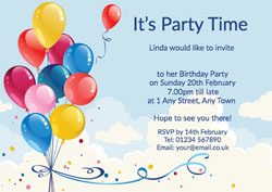 balloons in the sky invitations