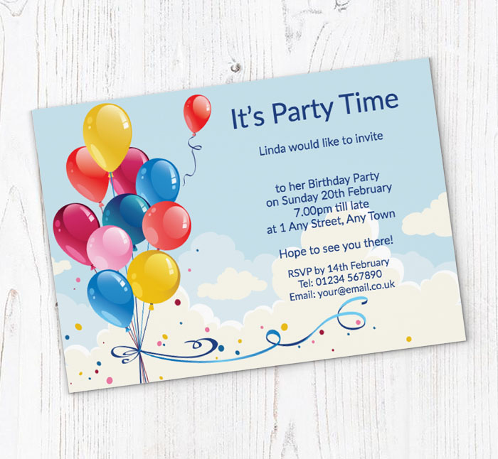 balloons in the sky invitations