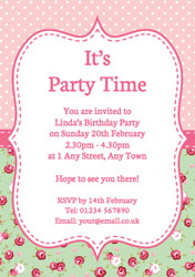 flowers and spots party invitations