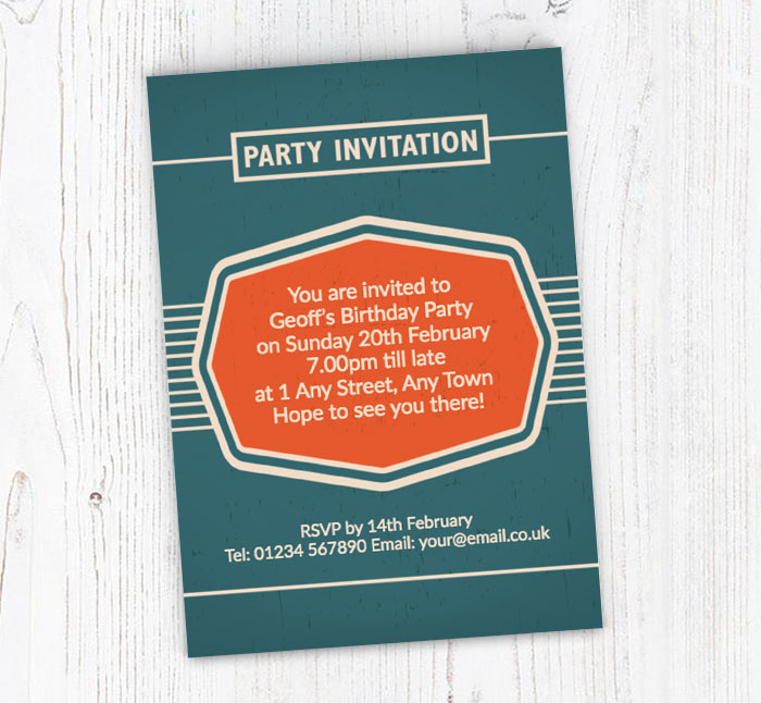 vintage badge party invitations