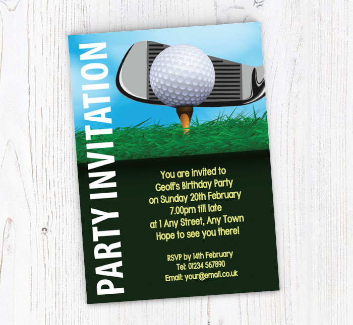 golf club and ball invitations