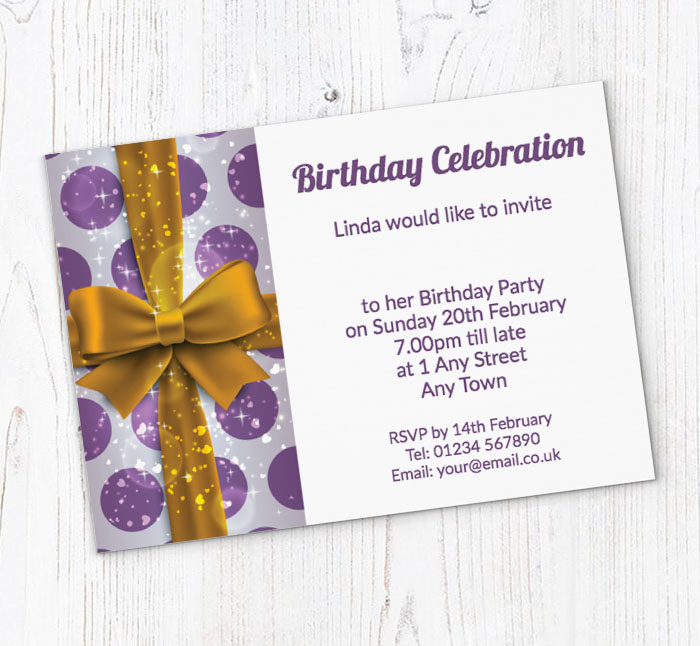 golden bow party invitations