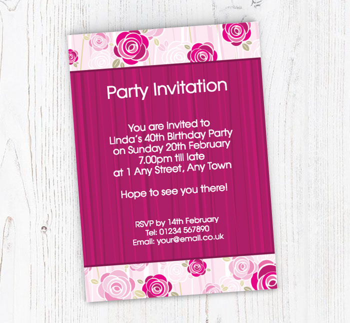 round pink roses invitations