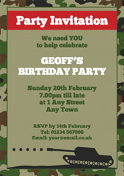 army tank party invitations