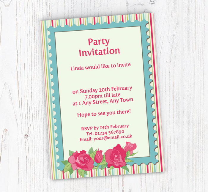 stamp border party invitations