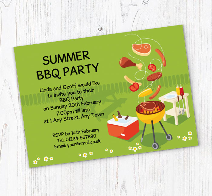 flying barbecue food invitations