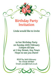 roses with green ribbons invitations