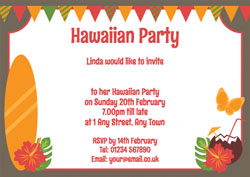 brown and red hawaiian invitations