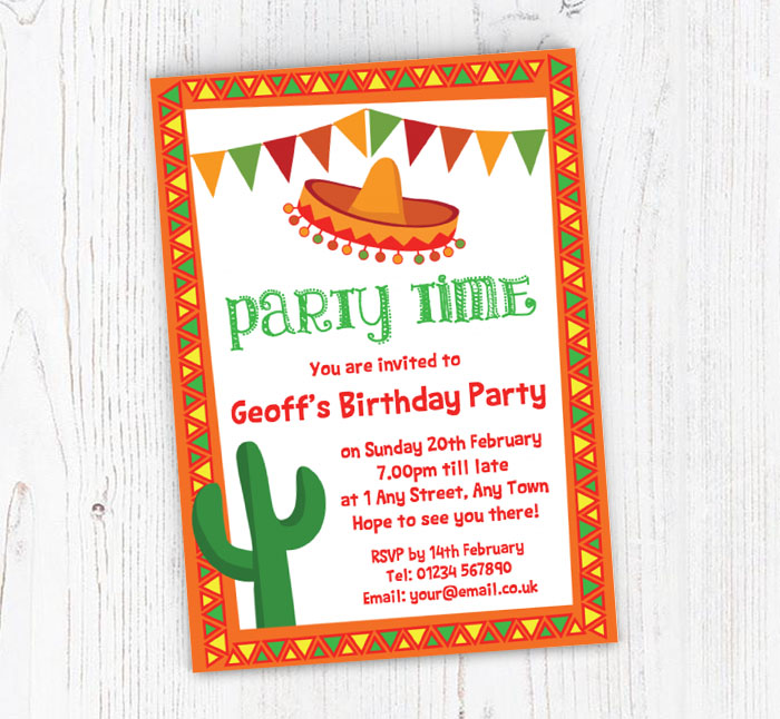 mexican hat party invitations