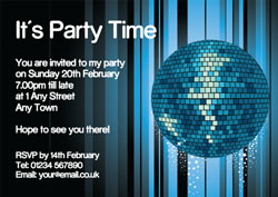 blue disco ball party invitations