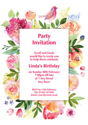 bird and flowers party invitations