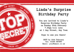 red top secret party invitations