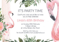 watercolour flamingos party invitations