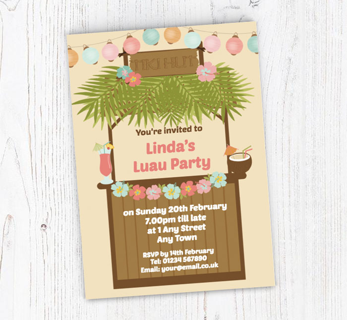 tiki hut party invitations