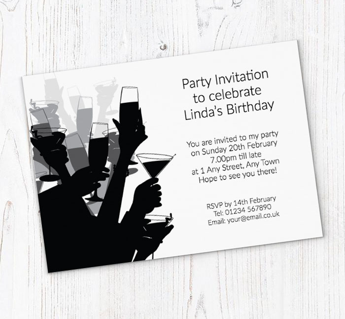 raise a toast party invitations