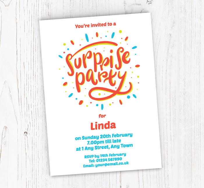 personalised surprise party invitations