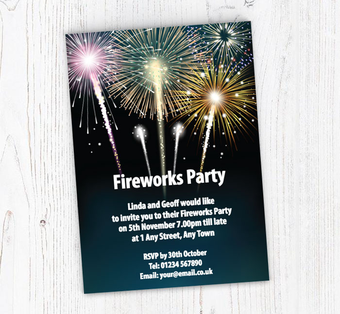 firework birthday party invitations