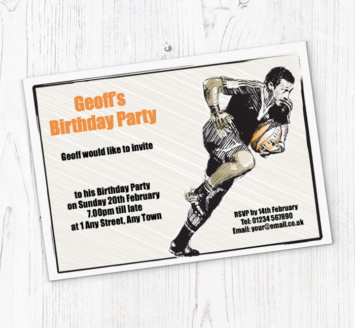 rugby party invitations