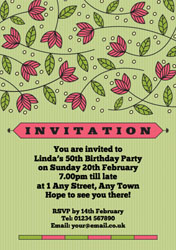 green and pink flowers invitations