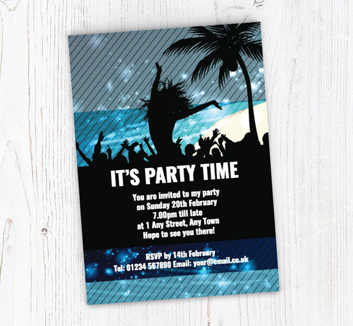 disco beach party invitations