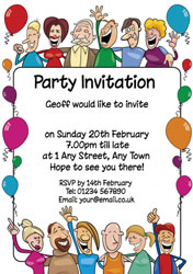 cartoon party people invitations
