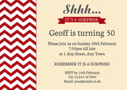 red chevron surprise invitations