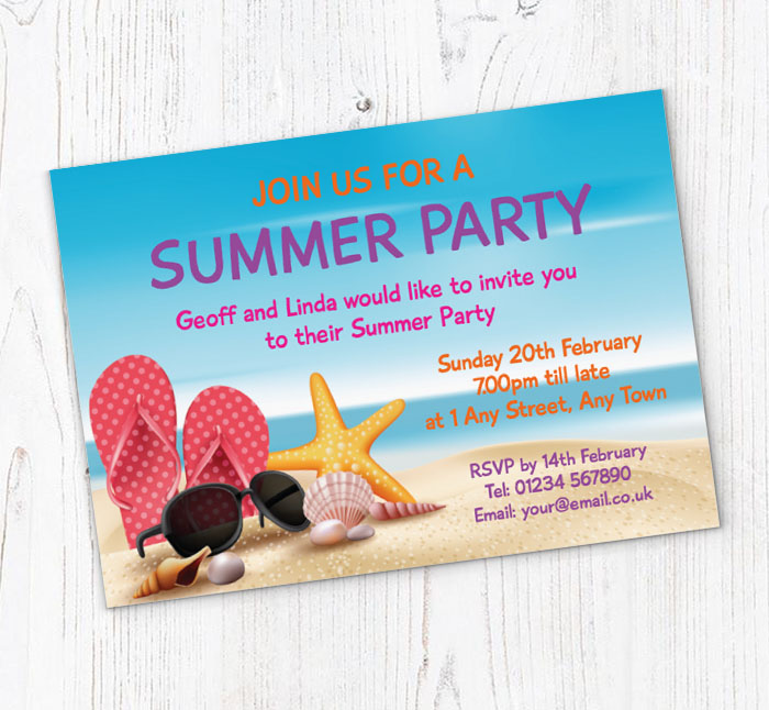 summer beach party invitations