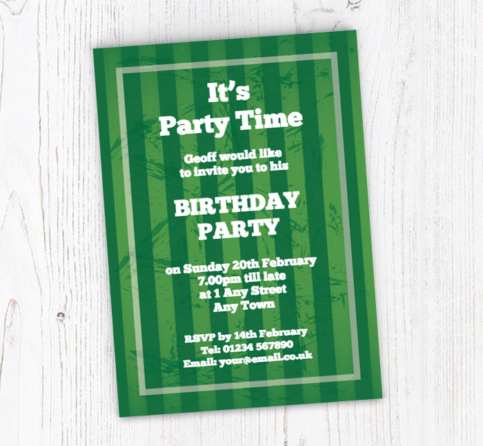 green stripes party invitations