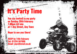 grunge quad bike party invitations