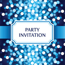 blue sequins party invitations