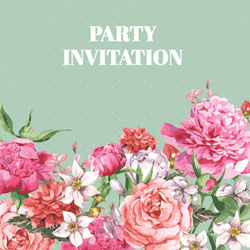 blooming flowers party invitations