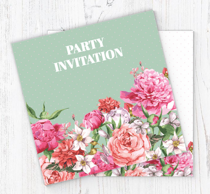 blooming flowers party invitations