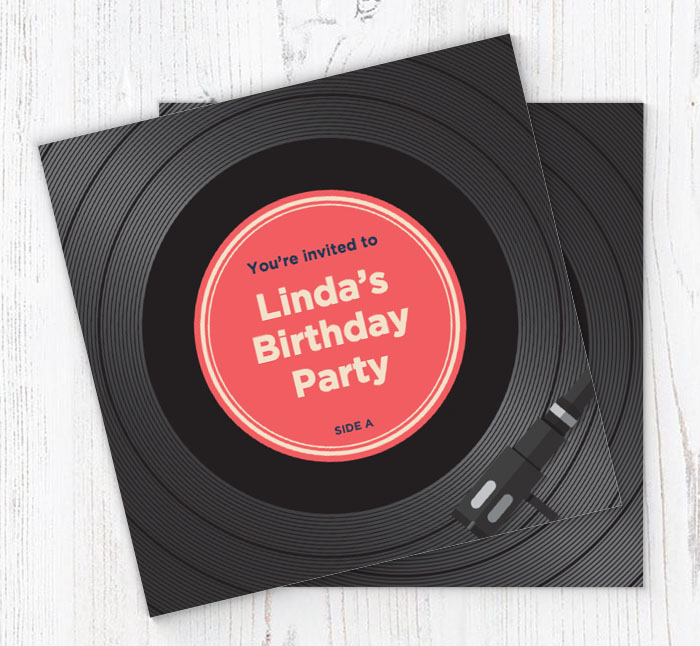 vinyl record party invitations