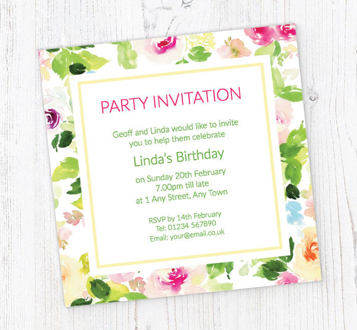 summer roses party invitations