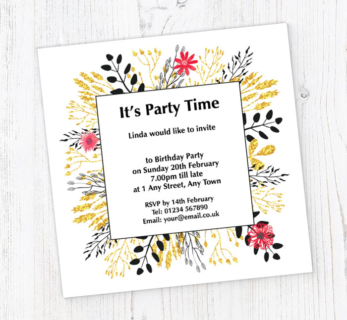 golden leaves party invitations