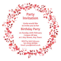 floral wreath party invitations