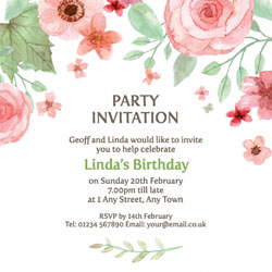 blush pink flowers party invitations