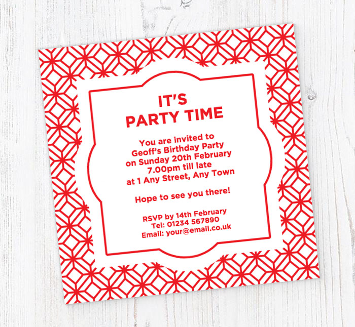 geometric pattern party invitations