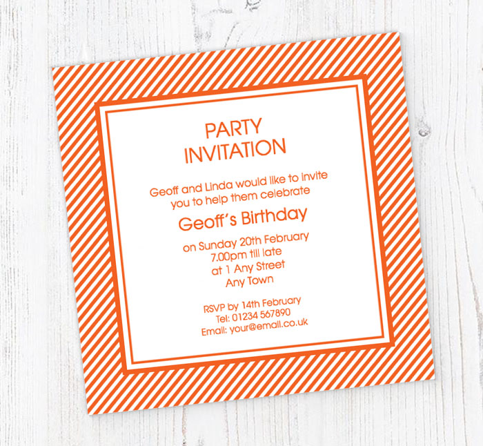 striped square party invitations