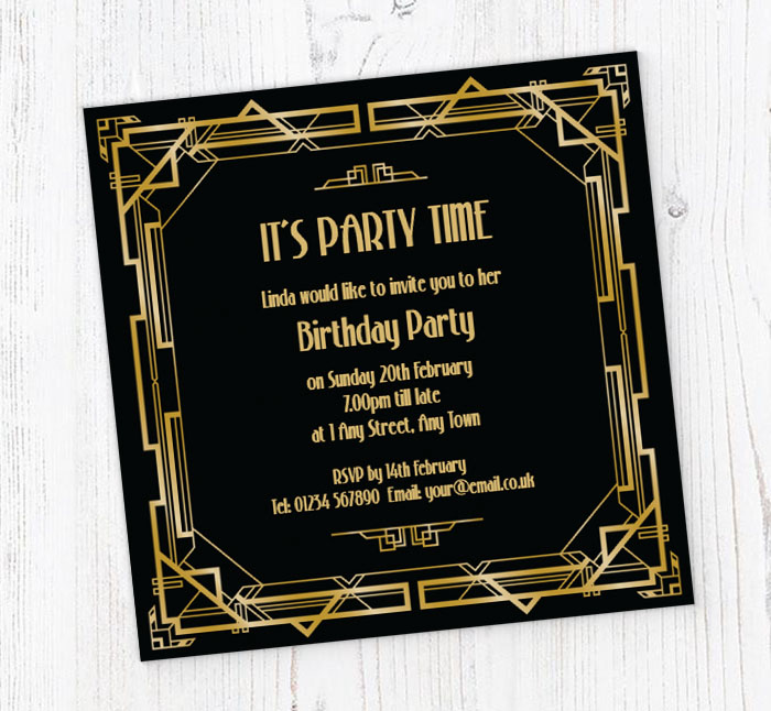 art deco party invitations