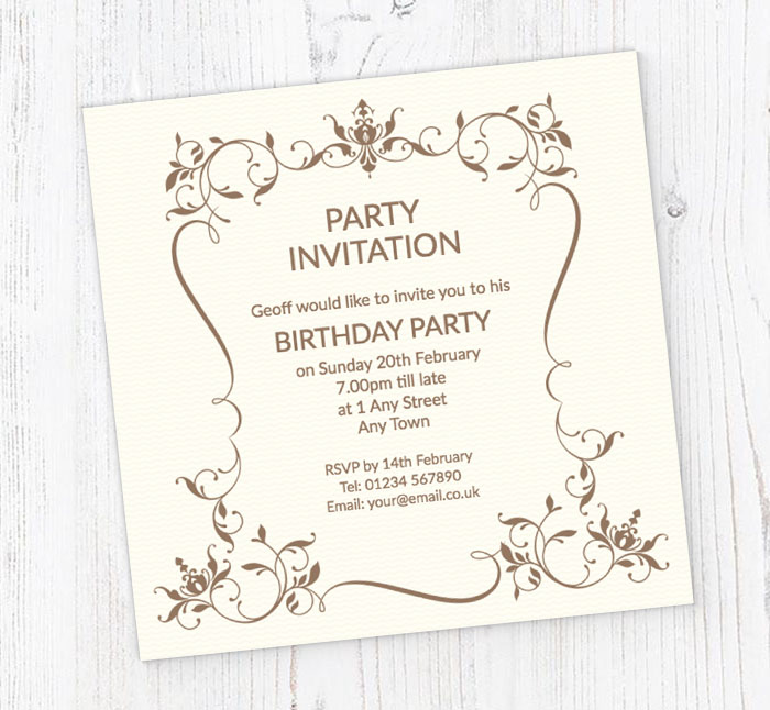 ornate floral frame invitations