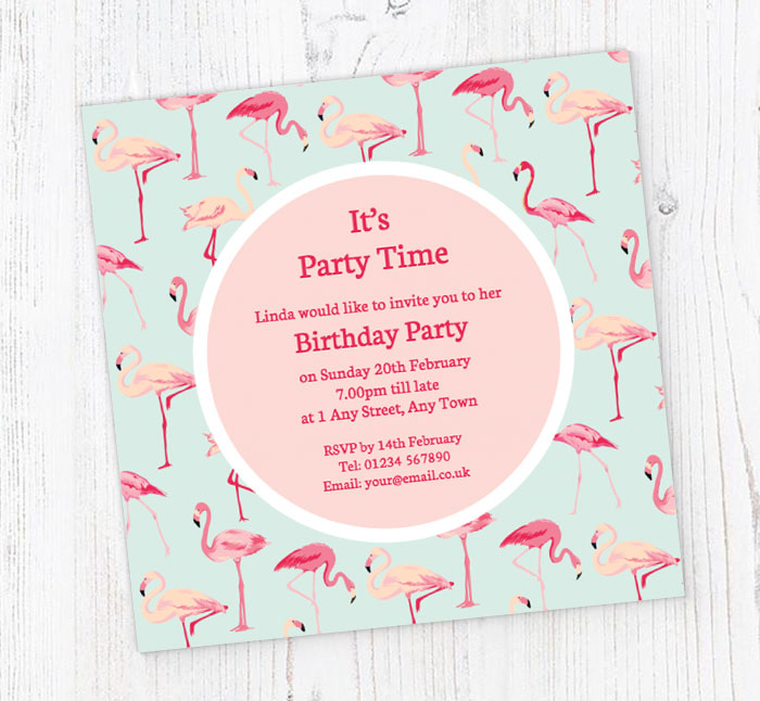 flamingos party invitations