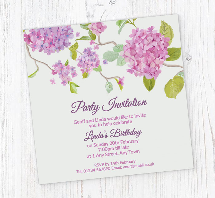 pink blossom party invitations