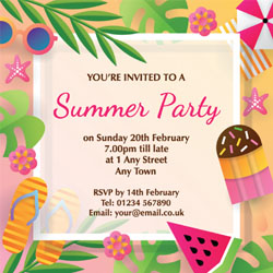 beach scene party invitations