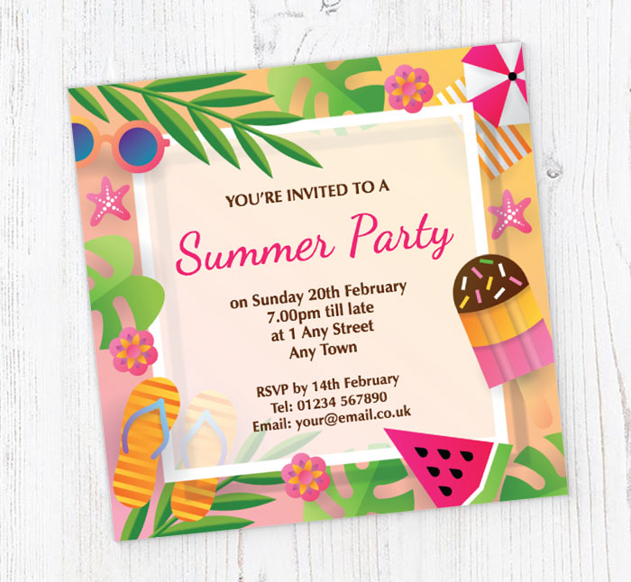 beach scene party invitations