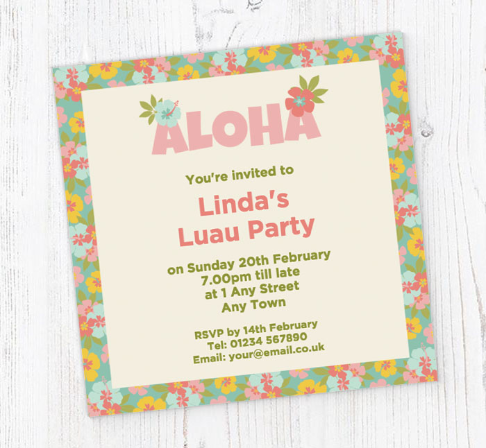 hawaiian birthday party invitations