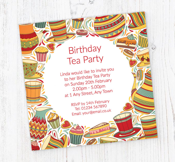 birthday tea party invitations
