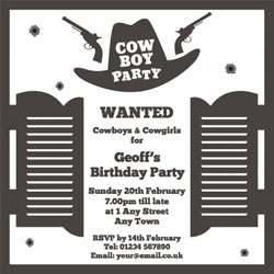 personalised cowboy party invitations