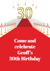 red carpet 30th party invitations